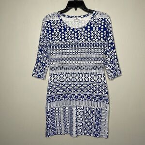 VINEYARD VINES Dress Womens XXS Blue White Print Pullover Stretch Cotton Blend